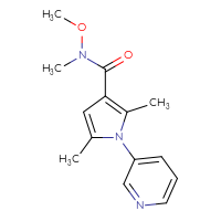 Chemical structure of N-methoxy-N,2,5-trimethyl-1-(pyridin-3-yl)-1H-pyrrole-3-carboxamide - CSSB00990255106