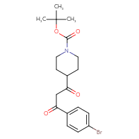 Chemical structure of tert-butyl 4-[3-(4-bromophenyl)-3-oxopropanoyl]piperidine-1-carboxylate - CSSB00020638458