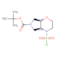 Chemical structure of rac-tert-butyl (4aR,7aS)-4-(chlorosulfonyl)-octahydropyrrolo[3,4-b][1,4]oxazine-6-carboxylate - CSSB21291563633