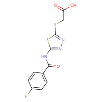 Chemical structure of 2-{[5-(4-fluorobenzamido)-1,3,4-thiadiazol-2-yl]sulfanyl}acetic acid - CSSB00025736622