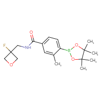 Chemical structure of N-[(3-fluorooxetan-3-yl)methyl]-3-methyl-4-(4,4,5,5-tetramethyl-1,3,2-dioxaborolan-2-yl)benzamide - CSSB06801532786