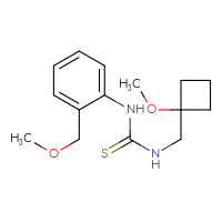 Chemical structure of 3-[(1-methoxycyclobutyl)methyl]-1-[2-(methoxymethyl)phenyl]thiourea - CSSB01039312325