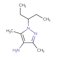Chemical structure of 3,5-dimethyl-1-(pentan-3-yl)-1H-pyrazol-4-amine - CSSB00011442124
