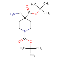 Chemical structure of 1,4-di-tert-butyl 4-(aminomethyl)piperidine-1,4-dicarboxylate - CSSB00102680102