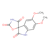 Chemical structure of 5,6-dimethoxy-1,2-dihydrospiro[indole-3,2'-[1,4]oxazolidine]-2,3',5'-trione - CSSB00161149260