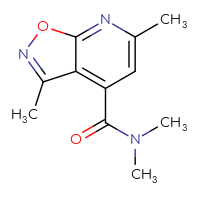 Chemical structure of N,N,3,6-tetramethyl-[1,2]oxazolo[5,4-b]pyridine-4-carboxamide - CSSB00000284402