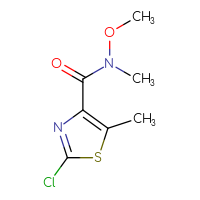 Chemical structure of 2-chloro-N-methoxy-N,5-dimethyl-1,3-thiazole-4-carboxamide - CSSB00016054444