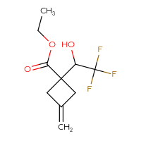 Chemical structure of ethyl 3-methylidene-1-(2,2,2-trifluoro-1-hydroxyethyl)cyclobutane-1-carboxylate - CSSB06642498423