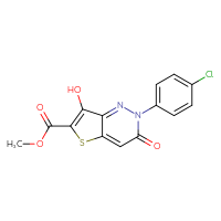 Chemical structure of methyl 2-(4-chlorophenyl)-7-hydroxy-3-oxo-2H,3H-thieno[3,2-c]pyridazine-6-carboxylate - CSSB00025733799