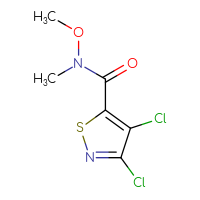 Chemical structure of 3,4-dichloro-N-methoxy-N-methyl-1,2-thiazole-5-carboxamide - CSSB00107972385