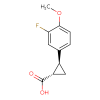 Chemical structure of (1S,2S)-2-(3-fluoro-4-methoxyphenyl)cyclopropane-1-carboxylic acid - CSSB00102420495