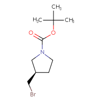Chemical structure of tert-butyl (3R)-3-(bromomethyl)pyrrolidine-1-carboxylate - CSSB00009817262