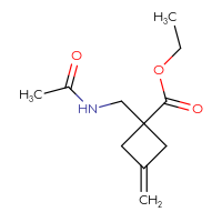 Chemical structure of ethyl 1-(acetamidomethyl)-3-methylidenecyclobutane-1-carboxylate - CSSB15027252652