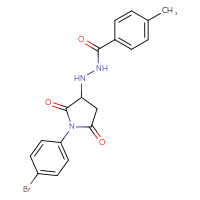 Chemical structure of N'-[1-(4-bromophenyl)-2,5-dioxopyrrolidin-3-yl]-4-methylbenzohydrazide - CSSB03436644254