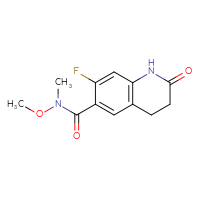 Chemical structure of 7-fluoro-N-methoxy-N-methyl-2-oxo-1,2,3,4-tetrahydroquinoline-6-carboxamide - CSSB02002200419