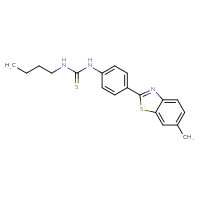 Chemical structure of 3-butyl-1-[4-(6-methyl-1,3-benzothiazol-2-yl)phenyl]thiourea - CSSB00026500934