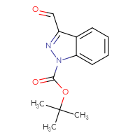 Chemical structure of tert-butyl 3-formyl-1H-indazole-1-carboxylate - CSSB00010246423