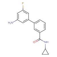 Chemical structure of 3'-amino-N-cyclopropyl-5'-fluoro-[1,1'-biphenyl]-3-carboxamide - CSSB12280778203