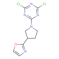 Chemical structure of 2,4-dichloro-6-[3-(1,3-oxazol-2-yl)pyrrolidin-1-yl]-1,3,5-triazine - CSSB21332147398