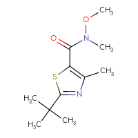 Chemical structure of 2-tert-butyl-N-methoxy-N,4-dimethyl-1,3-thiazole-5-carboxamide - CSSB01994357136
