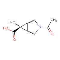 Chemical structure of (1R,5S,6R)-3-acetyl-6-methyl-3-azabicyclo[3.1.0]hexane-6-carboxylic acid - CSSB14821409377