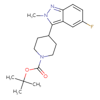 Chemical structure of tert-butyl 4-(5-fluoro-2-methyl-2H-indazol-3-yl)piperidine-1-carboxylate - CSSB00020623183