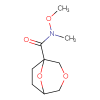Chemical structure of N-methoxy-N-methyl-3,8-dioxabicyclo[3.2.1]octane-1-carboxamide - CSSB09894223806
