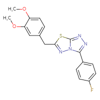 Chemical structure of 6-[(3,4-dimethoxyphenyl)methyl]-3-(4-fluorophenyl)-[1,2,4]triazolo[3,4-b][1,3,4]thiadiazole - CSSB00121637671