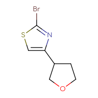 Chemical structure of 2-bromo-4-(oxolan-3-yl)-1,3-thiazole - CSSB00013401443