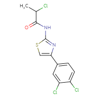 Chemical structure of 2-chloro-N-[4-(3,4-dichlorophenyl)-1,3-thiazol-2-yl]propanamide - CSSB00000595164
