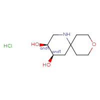 Chemical structure of rac-(3R,4S)-9-oxa-1-azaspiro[5.5]undecane-3,4-diol hydrochloride - CSSS20620687344
