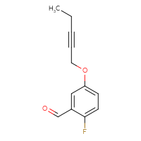 Chemical structure of 2-fluoro-5-(pent-2-yn-1-yloxy)benzaldehyde - CSSB20552778764