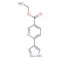 Chemical structure of ethyl 6-(1H-pyrazol-4-yl)pyridine-3-carboxylate - CSSB00160495036