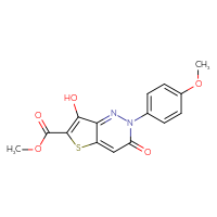 Chemical structure of methyl 7-hydroxy-2-(4-methoxyphenyl)-3-oxo-2H,3H-thieno[3,2-c]pyridazine-6-carboxylate - CSSB00025736838