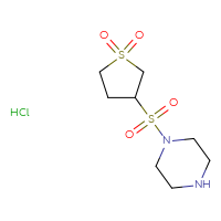 Chemical structure of 3-(piperazine-1-sulfonyl)-1λ⁶-thiolane-1,1-dione hydrochloride - CSSB00000741661