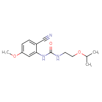 Chemical structure of 1-(2-cyano-5-methoxyphenyl)-3-[2-(propan-2-yloxy)ethyl]urea - CSSB15152644541