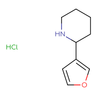 Chemical structure of 2-(furan-3-yl)piperidine hydrochloride - CSSB20621661341