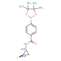 Chemical structure of rac-N-[(1R,2R)-2-fluorocyclopropyl]-4-(4,4,5,5-tetramethyl-1,3,2-dioxaborolan-2-yl)benzamide - CSSB03610062456