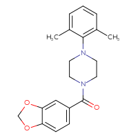 Chemical structure of 1-(2H-1,3-benzodioxole-5-carbonyl)-4-(2,6-dimethylphenyl)piperazine - CSSB00028112802