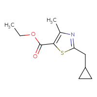Chemical structure of ethyl 2-(cyclopropylmethyl)-4-methyl-1,3-thiazole-5-carboxylate - CSSB00000717248