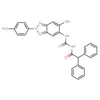 Chemical structure of 1-(2,2-diphenylacetyl)-3-[6-methyl-2-(4-methylphenyl)-2H-1,2,3-benzotriazol-5-yl]thiourea - CSSB00121715185