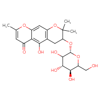 Chemical structure of 5-hydroxy-2,8,8-trimethyl-7-{[(2S,4S,5S)-3,4,5-trihydroxy-6-(hydroxymethyl)oxan-2-yl]oxy}-4H,6H,7H,8H-pyrano[3,2-g]chromen-4-one - CSSB02531768677