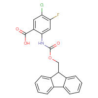Chemical structure of 5-chloro-2-({[(9H-fluoren-9-yl)methoxy]carbonyl}amino)-4-fluorobenzoic acid - CSSB00103149478