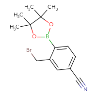 Chemical structure of 3-(bromomethyl)-4-(4,4,5,5-tetramethyl-1,3,2-dioxaborolan-2-yl)benzonitrile - CSSB00010713052