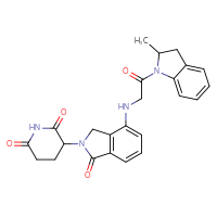 Chemical structure of 3-(4-{[2-(2-methyl-2,3-dihydro-1H-indol-1-yl)-2-oxoethyl]amino}-1-oxo-2,3-dihydro-1H-isoindol-2-yl)piperidine-2,6-dione - CSSB03508198137