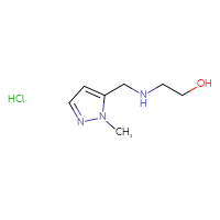 Chemical structure of 2-{[(1-methyl-1H-pyrazol-5-yl)methyl]amino}ethan-1-ol hydrochloride - CSSB15082355625