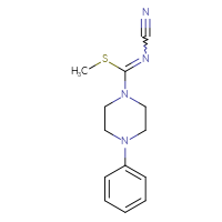 Chemical structure of cyano[(methylsulfanyl)(4-phenylpiperazin-1-yl)methylidene]amine - CSSB00003673972