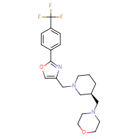 Chemical structure of 4-{[(3R)-1-({2-[4-(trifluoromethyl)phenyl]-1,3-oxazol-4-yl}methyl)piperidin-3-yl]methyl}morpholine - CSSS00589557496