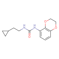 Chemical structure of 3-(2-cyclopropylethyl)-1-(2,3-dihydro-1,4-benzodioxin-5-yl)urea - CSSB02010558347