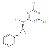 Chemical structure of 4,6-dichloro-N-methyl-N-[(1S,2R)-2-phenylcyclopropyl]-1,3,5-triazin-2-amine - CSSB21332146218